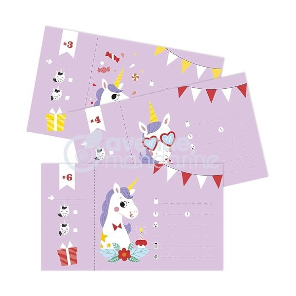 12 invitations anniversaire Licorne - Avenue Mandarine