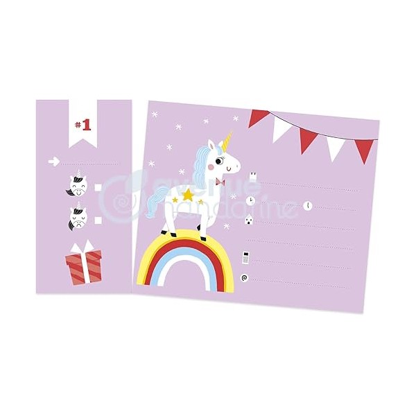 12 invitations anniversaire Licorne - Avenue Mandarine