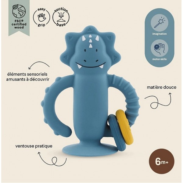Jouet sensoriel en silicone avec ventouse Mr Triceratops - Trixie