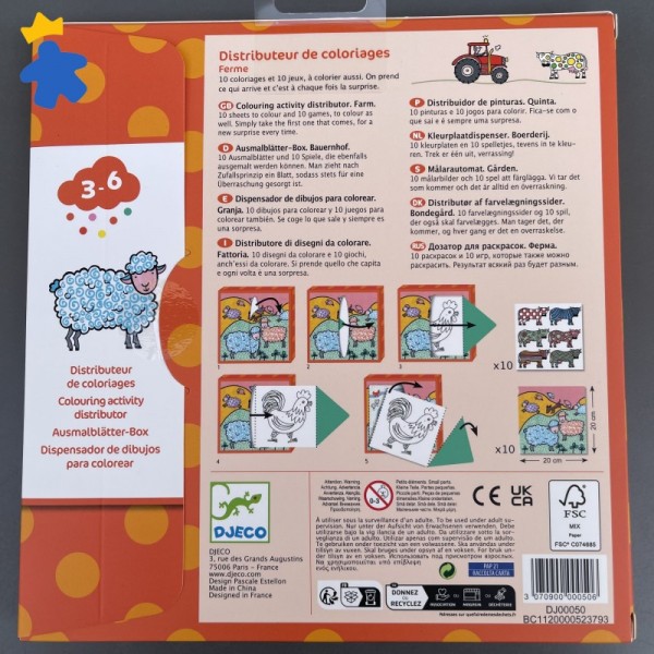 Distributeur de coloriages Ferme - Djeco