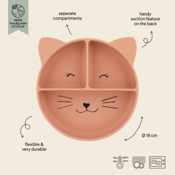 Assiette avec ventouse en silicone et compartiments Mrs Cat - Trixie